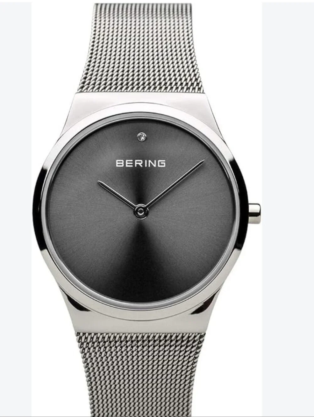 Bering Unisex Minimal Mesh Watch in Black and Silver